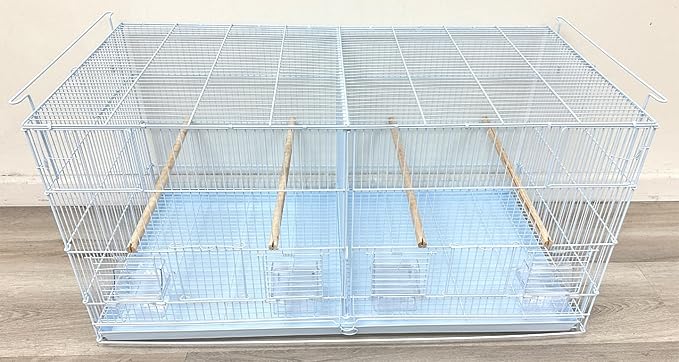 Extra Large 36" x 18" x 19"H Lot of Two Breeder Bird Flight Cage Side Breeding Nest Box Door Center Divider with Removable Rolling Stand