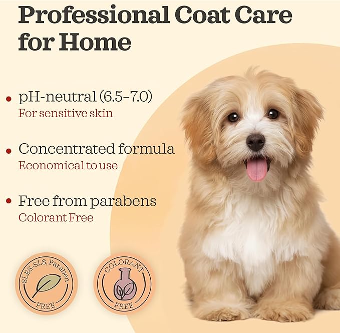 Prebiotic Hypoallergenic Sensitive Dog Shampoo – Oatmeal & Vanilla Scent Formula, Sensitive Skin | Vegan, Paraben-Free, Moisturizing & Deodorizing, Pet Shampoo | Safe for Dogs & Cats – 16 fl oz
