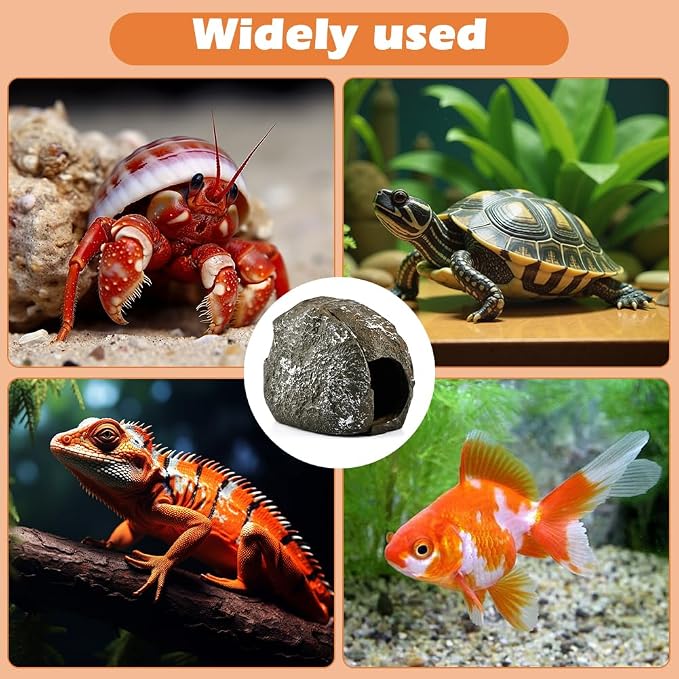 Magnetic Aquarium Cave Magnetic Rocks Fish Tank Decor with Strong Magnetics Resin Pleco Hideout for Bettas Easy Viewing Shelter(Color:Brown)
