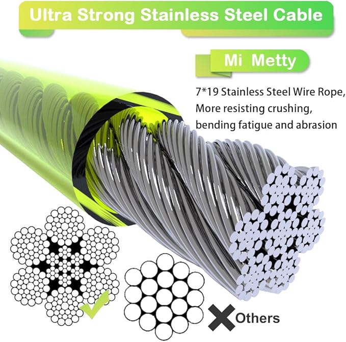 Tie Out Cable for Dogs,10/20/30/50/100FT Dog Leads for Yard Chew Proof,Heavy Duty Tie Out Cable for Large Dogs Up to 125lbs,Dog Runner Tether (Green, 125Ibs 50ft)