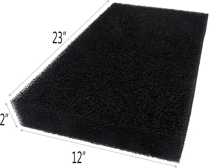 Aquarium Filter Sponge Pad 23" x 12" x 2", 30PPI Cut-to-Size Foam | For Fish Tank, Pond Filter