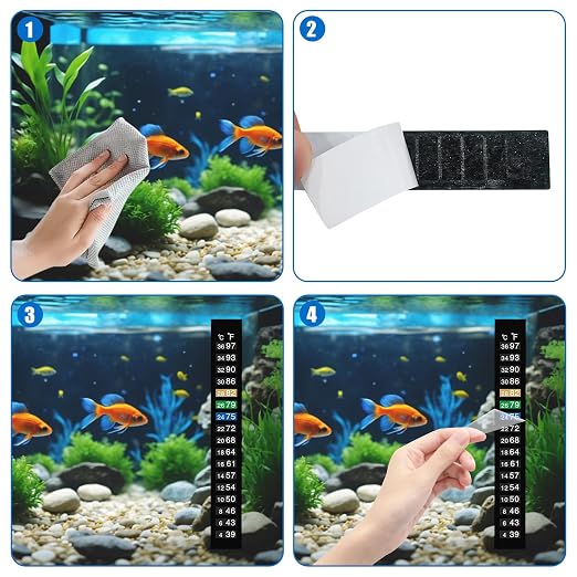 18 PCS Aquarium Thermometer Strips Stick on Fish Tank Temperature Gauge, Temperature Sensing Digital Stickers for Jars Fermentation Brewing, 39-97 °F & 54-108 °F & 63-93 °F