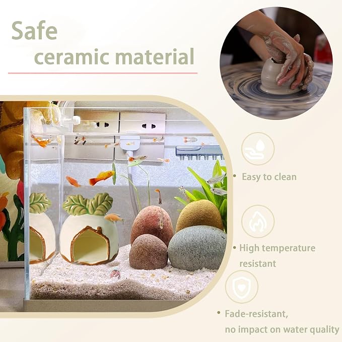 Ceramic Aquarium Decor White Carrot Betta Fish Tank Accessories | Smooth-Surface Safe for Fish Hiding & Breeding, Easy-Clean, No Assembly, for Play & Rest,Fits 3.5-5 Gallon Fish Tanks