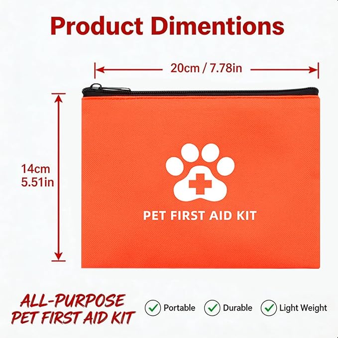 Portable Pet First Aid Kit, Emergency Kit for Dogs and Cats with Tick Remover Tools, Thermal Blanket Portable Waterproof Case for Hiking, Travel, Home, Car Use（102 pcs