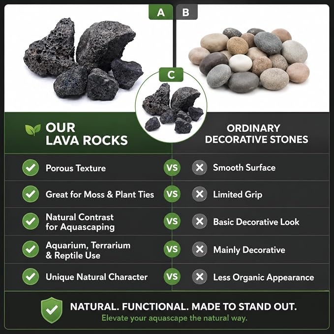 2–3.1 Inches Natural Black Lava Rocks, 4PCS Small Aquarium Rocks for Aquascaping, Fish Tank Decor, Nano Tanks, Terrariums & Reptile Enclosures (Small 2–3.1 in)
