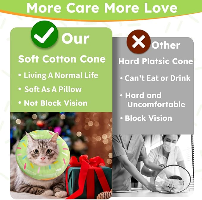 Hpetppy Cat Cone Collar Soft, Cat Recovery Collar for Wound Healing Cute Donut Adjustable Kittens Cones to Stop Licking Comfortable Lightweight Neck Elizabethan Collars for Cats Kittens After Surgery