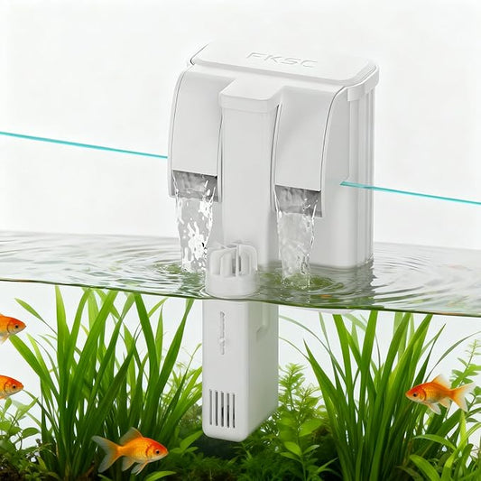 Hang On Back Aquarium Filter for 5–20 Gallons Fish Tanks, 3-Stage Multi-Stage Filtration with Surface Skimmer, Ultra Quiet HOB Power Waterfall Filter for Freshwater