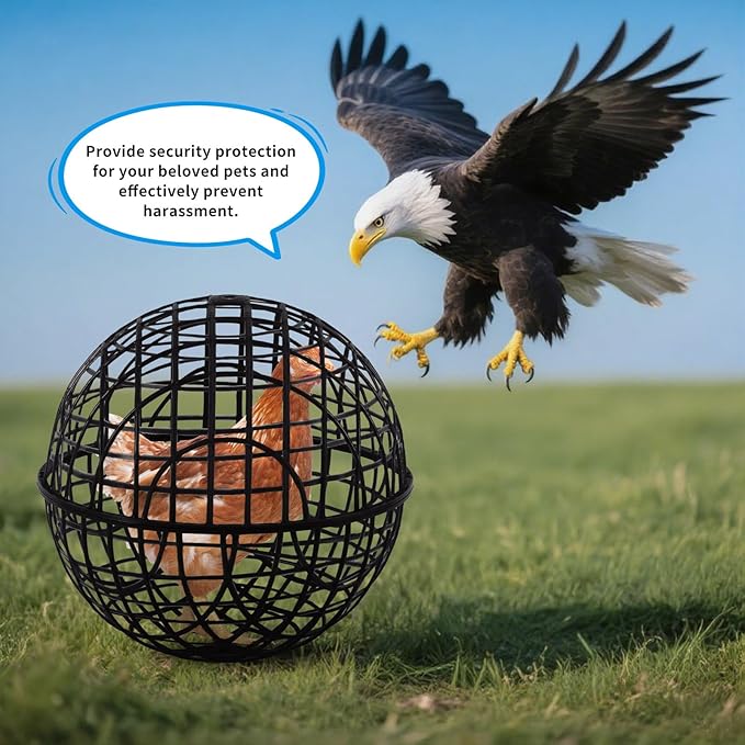 AceOrbit 3 Pcs Chicken Balls Cage 2025 Chicken Orb Ball Cage to Free Range Rolling Movable Poultry Coop Ball, Mobile Safety Globe Cages for Pigeons Rabbits Ducks Outside Roaming (11.02 Inch,Black)