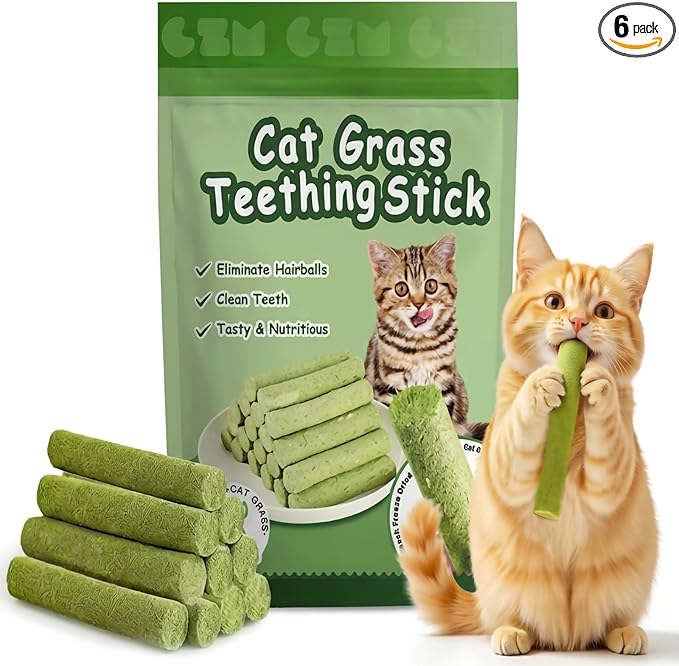 6Pack Cat Toys Cats Grass Treat Catnip Toy with Silvervine for Indoor Kitten Toys Wood Kitty Chew Rope Grass Sticks for Teeth Cleaning Kitten Snack for Catnip Dental Care Self Play