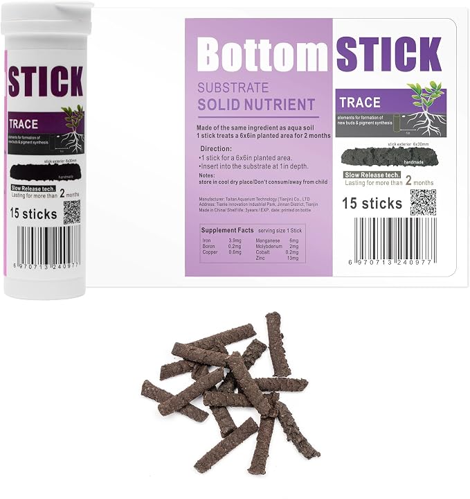 Dr. Tank Bottom Stick - Aquarium Plant Fertilizer Sticks for Aquatic Plants, Substrate Nutrients for Freshwater & Planted Tanks, Slow-Release Nutrients for Plant Growth, 15 Sticks - Trace Stick