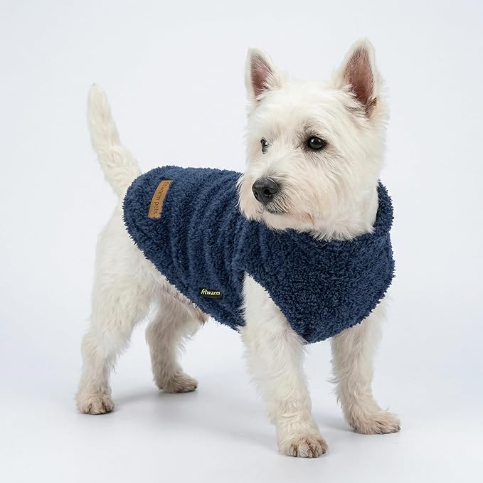 Fitwarm 2 Pack Striped Fleece Dog Sweater, Warm Winter Dog Clothes for Small Dogs Boy Girl, Fuzzy Pet Outfit, Doggy Pullover Jumper, Grey, Navy, XL