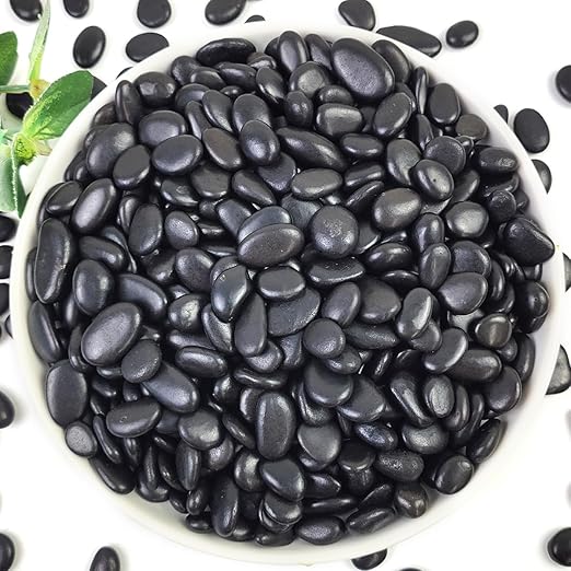 YISZM 2LB Succulent and Cactus Black Pebbles, 3/8 Inch Natural Decorative Polished Stones, River Rocks for Indoor Plants, Vases, Planters and Outdoor Gardening