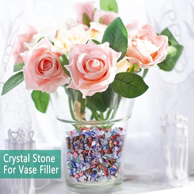 Natural 7 Chakra Crystal Quartz Rocks Chips Vase Filler Rocks for Succulent Plant Small Fish Tank Aquarium Gravel Decorative Pebbles Stones(200 gram)