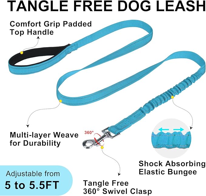 BEAUTYZOO No Pull Dog Harness Medium Sized Dog, Breathable Mesh Padded Dog Harness and Leash Set, Adjustable Reflective Escape Proof Dog Vest Harnessss Quick Fit for Training Walking, Blue M