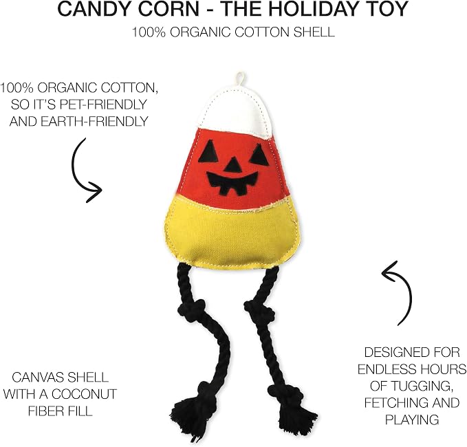 Pet Passion Multipack Stuffed Dog Toys Durable Cotton Canvas with Coconut Fill for All Pet Breeds, Candy Corn, One Size