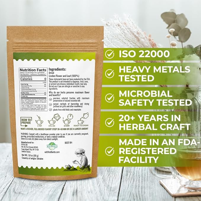 1.8 oz. Linden Tea Loose Leaf Te De Tilo Dried Linden Blossom Herb (Tilia Cordata) - 50g Tea Herbal Lipa Tila