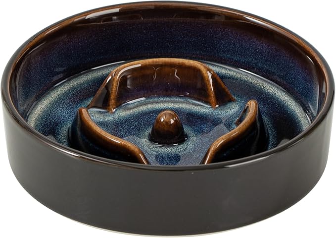 Havniva Slow Feeder Dog Bowls, 0.9 Cups Ceramic Dog Food Bowls 6.1 inch Slow Feeder for Small Dogs Puzzle Bowls for Fast Eater, Pet Slow Feeding Dish Anti-Choking