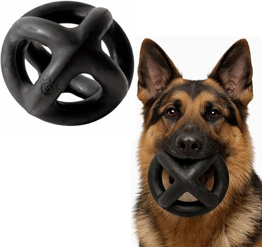 Monster K9 Ultra Durable Dog Ball - Lifetime Guaranteed - Tough, Heavy Duty Dog Toy for Aggressive Chewers - Safe Non-Toxic Natural Rubber - Chew, Tug & Fetch - Med/Large Breed, 5.5”