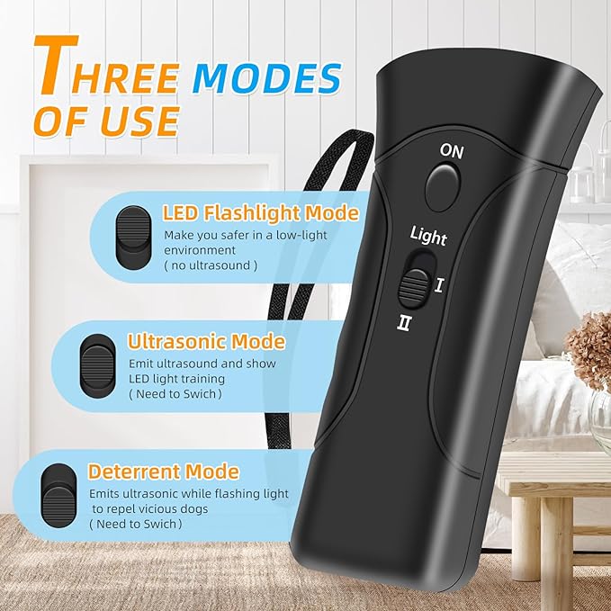 Anti Barking Device Ultrasonic Dog Deterrent Control Ultra Sonic Bark Deterrents Stop Waterproof Outdoor Corrector Devices 3 in 1 Frequencies Bark Guard Mod Trainer Stopper For Small Medium Large Dogs