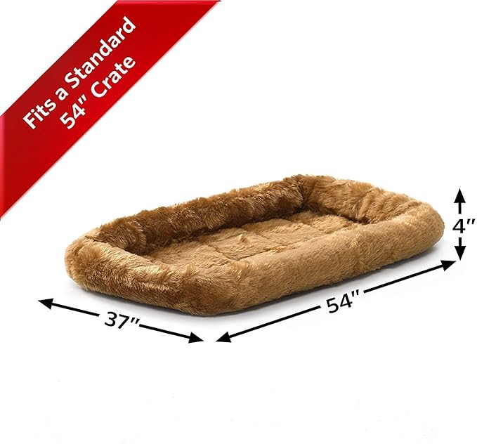 MidWest Homes for Pets QuietTime Giant Dog Bed - Cinnamon Faux Fur Bolster, Ultra-Soft and Machine Washable, Fits 54-Inch Crates and Carriers, for XXL Breed Dogs