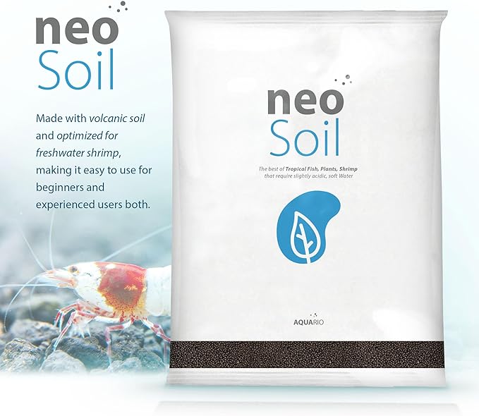 AQUARIO Neo Soil - Shrimp Substrate with Humic Acid, Microelements for Freshwater Planted Tanks, Volcanic Ash Shrimp Substrate, Slighty Acidic, PH Buffering Aquasoil for Planted Aquariums - SHRIMP, 8L