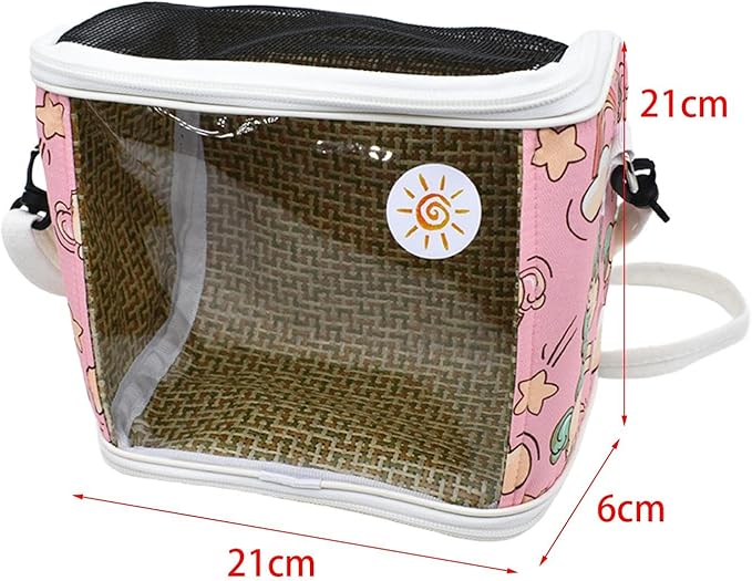 Bird Carrier Shoulder Bag Crossbody Bag Travel Parrot Cage for Trips Traveling Hiking, Pink