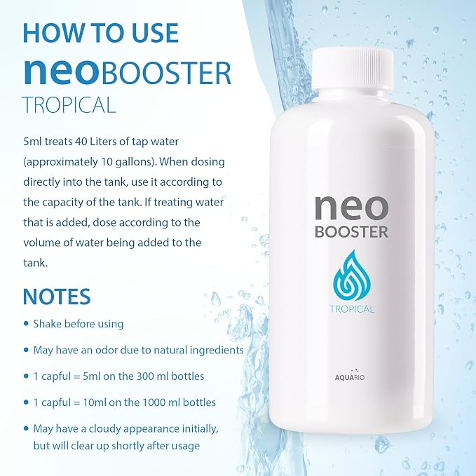 Aquario Neo Booster Tropical - Rapid Pollutant Removal, Shortens Filtration Cycle, Ideal for Planted Aquariums, All-in-One Aquarium Water Conditioner - Water Conditioner for Aquarium Tank - 1000ml