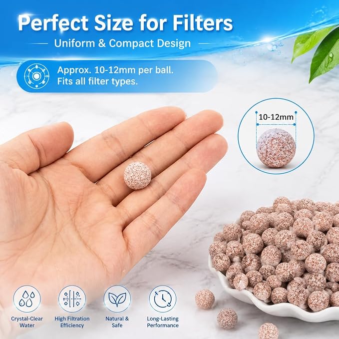 Sukh 30oz Ceramic Bio Balls - Aquarium Filter Media with 4 Mesh Bags | Porous Spheres for Fish Tank, Sump, Pond, Canister Filters, Freshwater Systems, Koi Ponds, Media Bag Use & Easy Water Flow