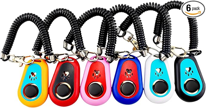 Ruconla Pet Training Clicker with 6 Pack for Dogs/Cats/Horses/Birds or Other Animals - Clickers with Strap for Training