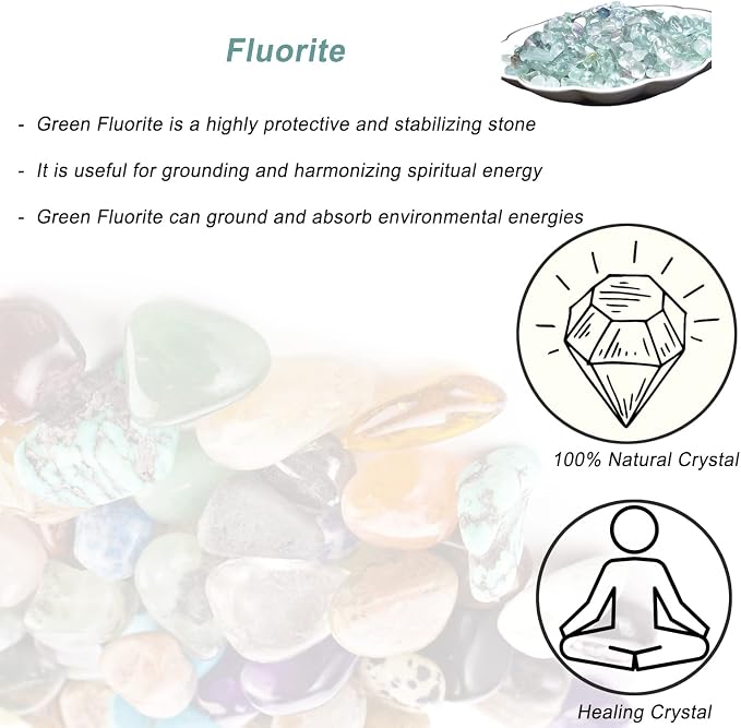 Erliway Natural Green Fluorite Tumbled Chips Crushed Crystal Stone, 7-9mm | Polished Healing Crystal Chips Healing Reiki Crystal Jewelry Making Home Decoration, Aquarium, Vase Fillers, Plants Décor