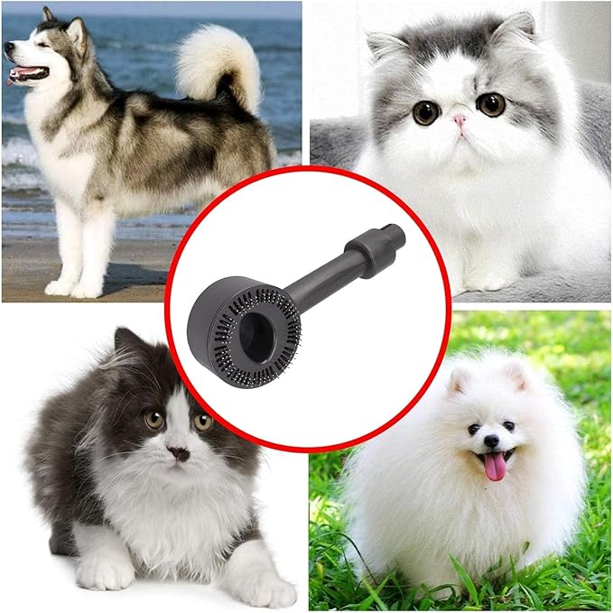 Vacuum Pet Hair Brush Attachment: Efficient Grooming and Shedding Tool for Dogs and Cats with Long Bristles to Remove Hair from Carpets, Furniture Floors