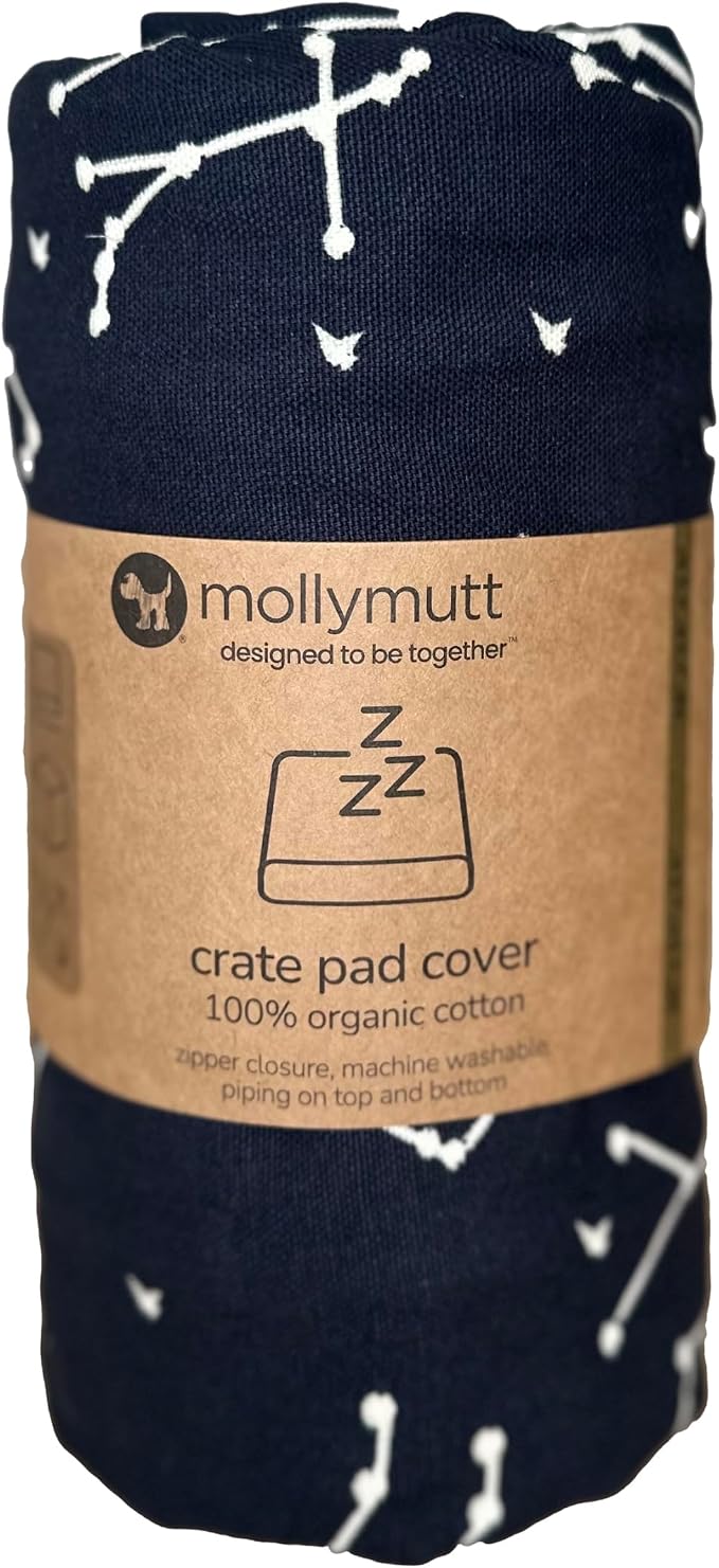 Molly Mutt Dog Crate Pad Cover, 100% Cotton Canvas Cover for Dog or Puppy Crate Bed, Durable, Washable, and Free of Harmful Chemicals, Pre-Shrunk, 36"x24"x2.5", Rocketman