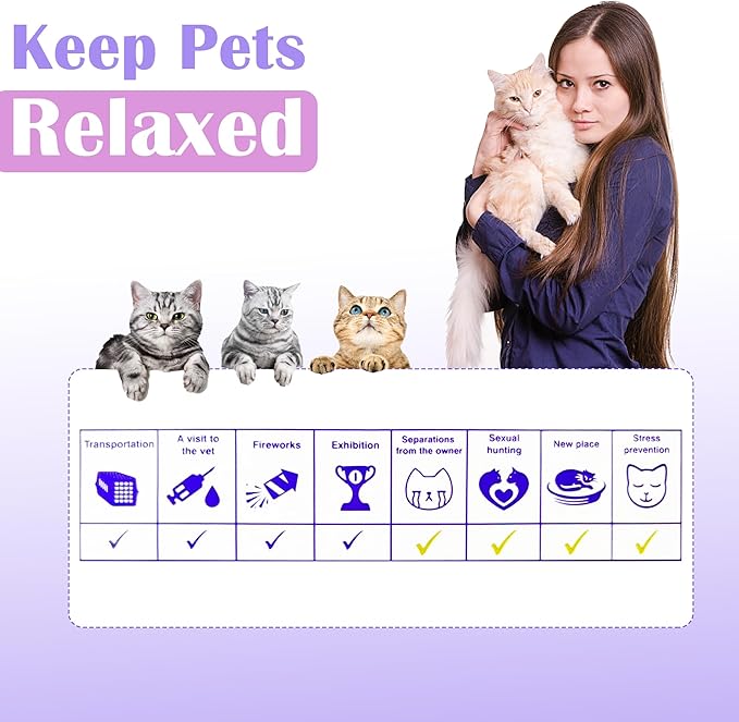4 Pack Calming Collar for Cats - Long-Lasting Anxiety & Stress Relief, Adjustable Pheromones Collar for Cats, Natural Soothing 60 Days of Continuous Calming Effect