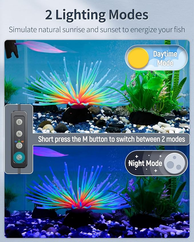 Pawfly 11W Aquarium LED Light for 12 to 18 Inch Extendable Fish Tank Light with Full Spectrum Brilliant White Blue Red Lights with Daytime & Night Modes Timer Auto On/Off Adjustable Brightness