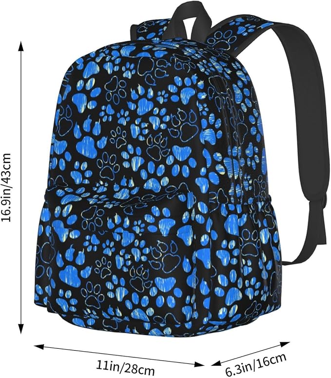 Paw Print Backpack for Women 16.9 inch Travel Casual Laptop Backpack Lightweight Waterproof Hiking Daypack