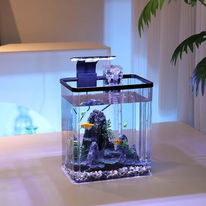 GarveeLife Small Fish Tank, Betta Fish Tank kit with LED Light, Oxygen Generator, Fish Tank Starter Kits for Beta,Goldfish (2.6 Gallon)