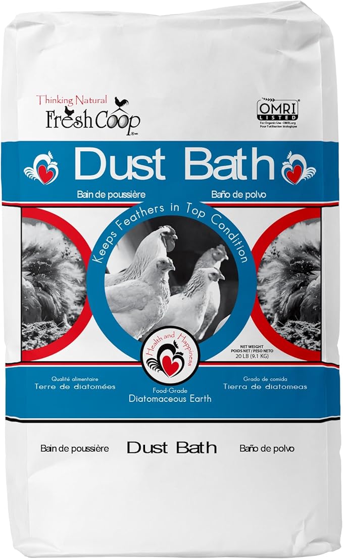 Progressive Planet Fresh Coop Dust Bath, 20lbs - Food-Grade Diatomaceous Earth & Calcium Montmorillonite Clay - Supports Healthy Feathers, Reduces Boredom & Encourages Natural Dust Bathing