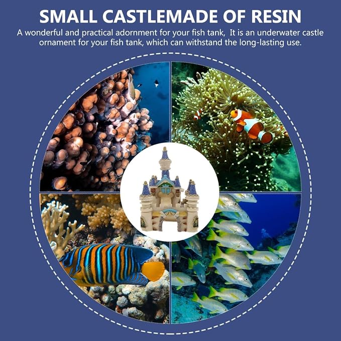 Balacoo Fish Tank Castle Decor Aquarium Castle Adornment | Aquarium Underwater Castle Ornament Resin Aquarium Adornment 5.70 X 4.33 X 4.33 in Hideout for Betta Fish and Tropical