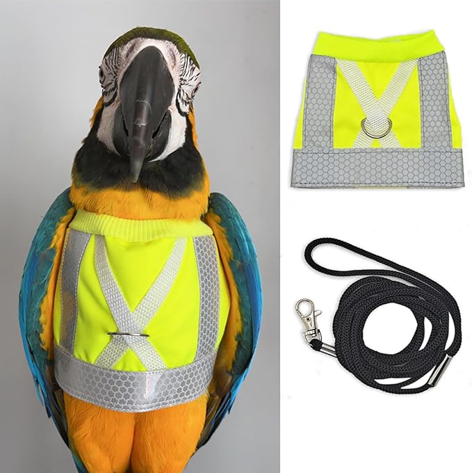 Bird Harness and Leash,3-Size Anti-Bite Flight Vest with Reflective Nylon Rope,Adjustable Training Design Anti-Bite, Bird Nylon Rope for Parrots for Macaw, Cockatoo, Cockatiel, Conure