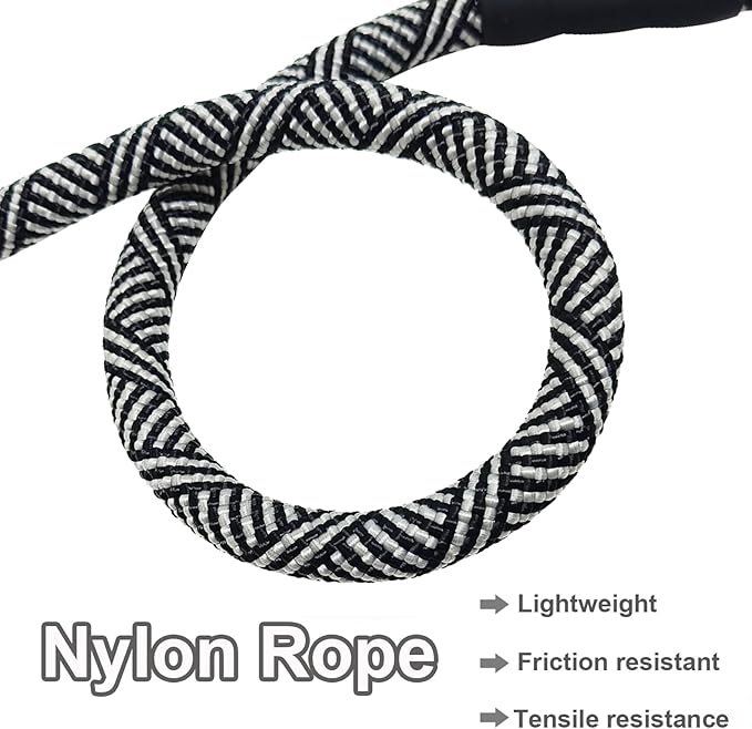 MayPaw Heavy Duty Rope Dog Leash, 3/4/5/6/7/8/10/12/15/20/30 FT Long Dog Lead Nylon Pet Leash, Soft Padded Handle Thick Lead Training Leashes for Large Medium Dogs (20ft * 1/2", Black)