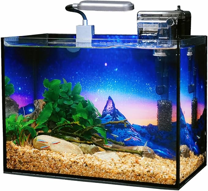 Slim Clip-On Aquarium Light 360° Adjustable LED Fish Tank Light for 1-5 Gallon Tanks, Enhances Fish Colors and Supports Low-Light Plants