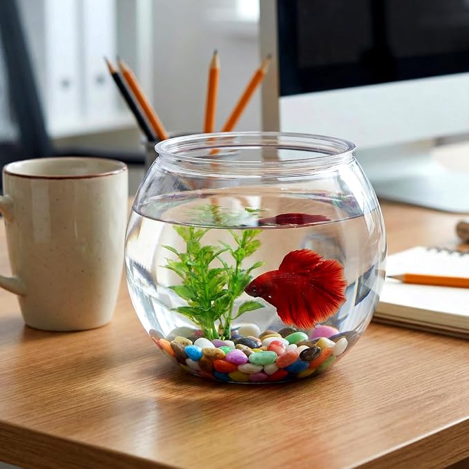 Plastic Fish Bowl, Small Fish Bowl, for Desktop Tank Decor | Goldfish Household Aquarium Ornament for Home Office