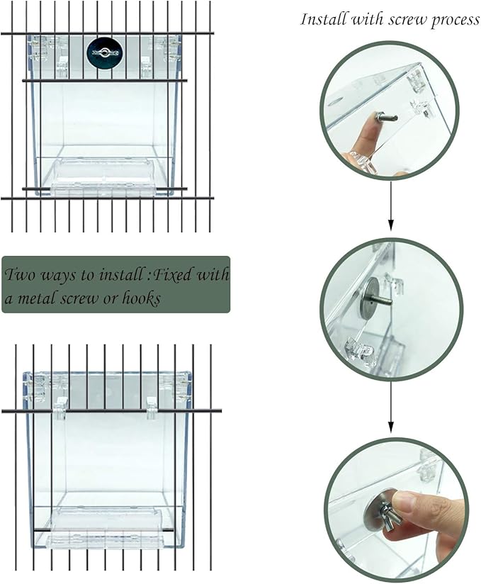PINVNBY Bird Bath Box,Parrot No-Leakage Bathtub for Cage Hanging Tube Shower Box Cage Accessory with Water Injector and Balls Toys for Small Pet Birds Canary Lovebirds Budgies(6 Pcs)