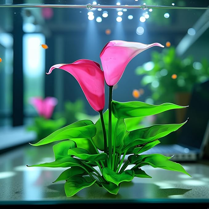 Flower Aquarium Decoration Artificial Aquatic Plant Waterweed Craft Silk Plastic Plants,Artificial Fish Tank Decorations,Used for Household and Office Simulation Hydroponic,Aquarium Plants