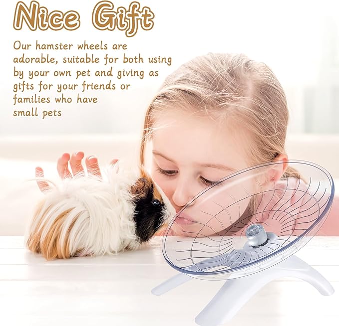 Thyle 2 Pieces Hamster Flying Saucer Silent Running Exercise Wheel Fitness Hamster Toys Silent Exercise Wheel for Hamsters Gerbils Mice Hedgehog Guinea Pig and Other Small Pets