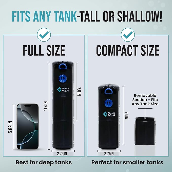20 Gallon Fish Tank Filter up to 55 Gallons | Quiet Fish Tank Filter | Crystal Clear Water | Turtle Tank Filter | Submersible Aquarium Filter, Filter for Fish Tank, 50 Gallon Fish Tank Filter