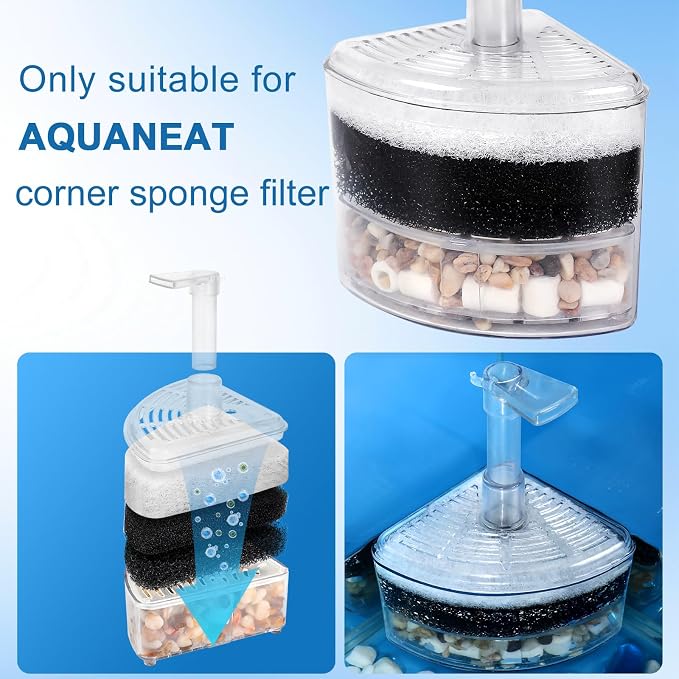 AQUANEAT 6 Pcs Replacement Filter Pads for Corner Aquarium Sponge Filter
