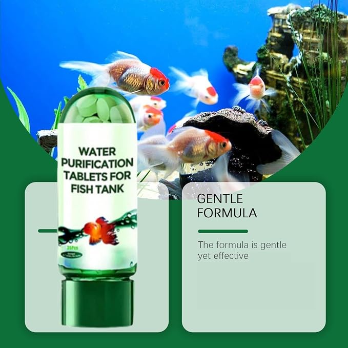 Powerful Aquarium Water Purification Tablet,Water Purification Tablets for Fish Tank,Remove All Kinds of Turbidity from Fish TankWater (2PC)