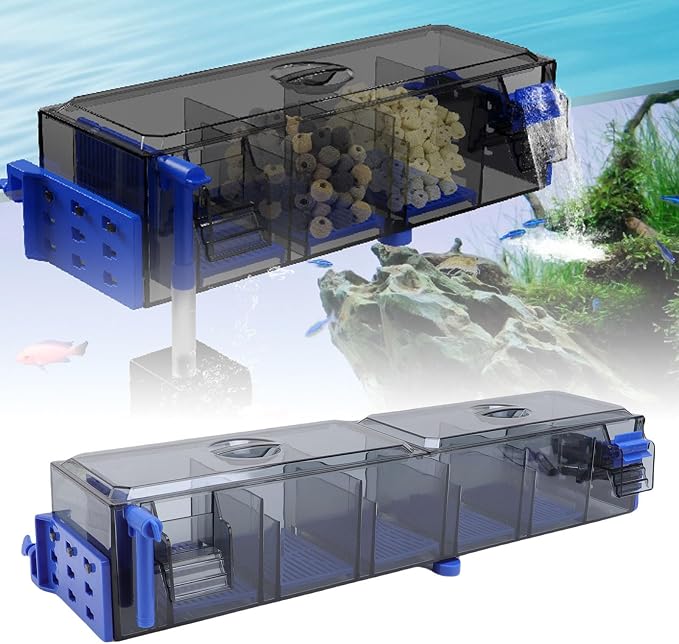 Hang On Back Aquarium Filter, Ultra Quiet Multi Stage Filtration System