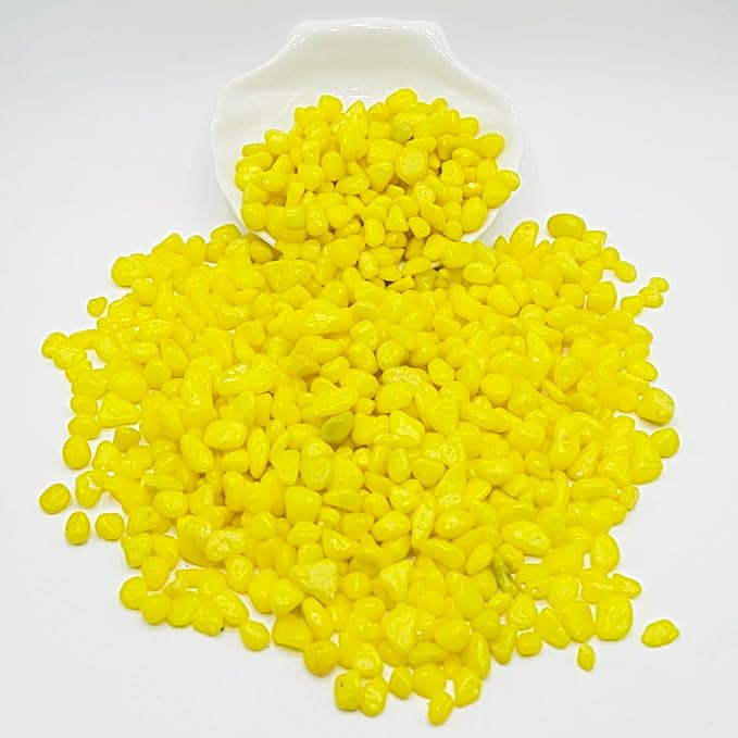 Yellow Pebbles for Crafts, 0.9 Pound Natural Polished Aquarium Gravel, Decorative Pebbles for Indoor Plants, Turtle Tank, Vase, Succulents Cactus, Garden Landscaping (Pack of 3)